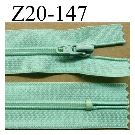 fermeture zip à glissière longueur 20 cm couleur vert lagon non séparable zip nylon largeur 2.5 cm largeur du zip 4 mm