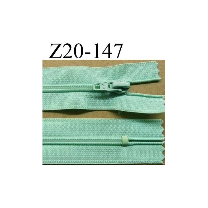 fermeture zip à glissière longueur 20 cm couleur vert lagon non séparable zip nylon largeur 2.5 cm largeur du zip 4 mm