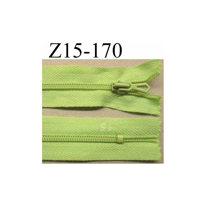 fermeture zip à glissière longueur 15 cm couleur vert  non séparable zip nylon largeur 2.2 cm largeur du zip 3.6 mm