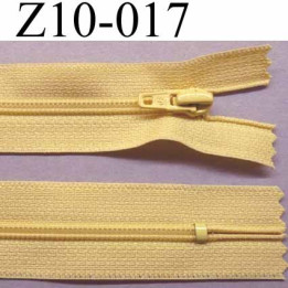 fermeture zip à glissière  longueur 10 cm couleur jaune non séparable largeur 2.5 cm glissière nylon largeur du zip 4 mm