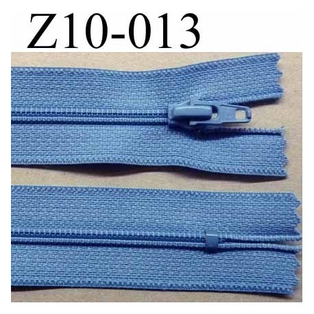 fermeture zip à glissière longueur 10 cm couleur bleu non séparable largeur 2.5 cm glissière nylon largeur 4 mm