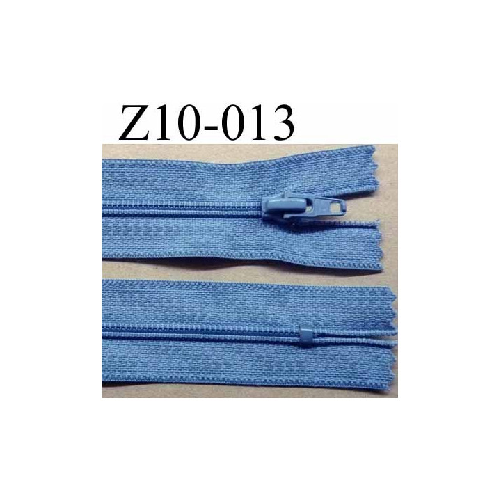 fermeture zip à glissière longueur 10 cm couleur bleu non séparable largeur 2.5 cm glissière nylon largeur 4 mm