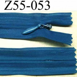 fermeture zip à glissière invisible longueur 55 cm couleur bleu non séparable largeur 2.5 cm glissière largeur 4.2 mm