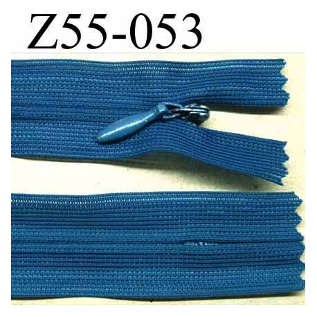 fermeture zip à glissière invisible longueur 55 cm couleur bleu non séparable largeur 2.5 cm glissière largeur 4.2 mm