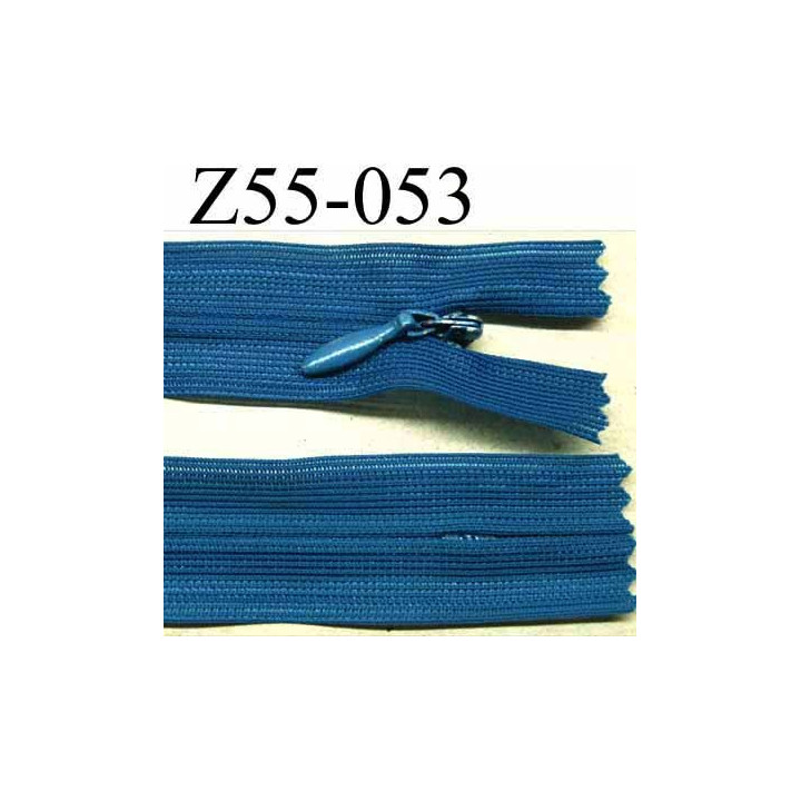 fermeture zip à glissière invisible longueur 55 cm couleur bleu non séparable largeur 2.5 cm glissière largeur 4.2 mm