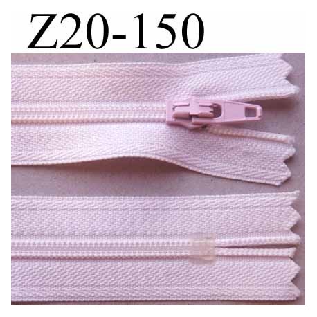 fermeture zip à glissière longueur 20 cm couleur rose pale non séparable zip nylon largeur 2.5 cm largeur du zip 4 mm