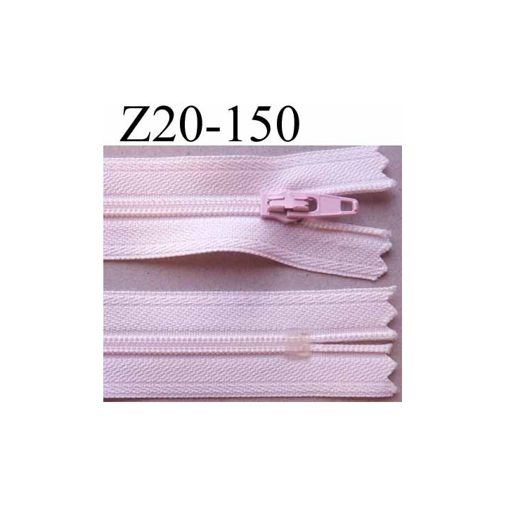 fermeture zip à glissière longueur 20 cm couleur rose pale non séparable zip nylon largeur 2.5 cm largeur du zip 4 mm