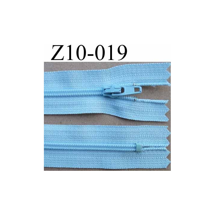 fermeture zip longueur 10 cm couleur bleu ciel non séparable largeur 2.5 cm glissière nylon largeur du zip 4 mm