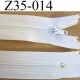 fermeture éclair longueur 35 cm couleur blanc non séparable zip nylon largeur 2.5 cm