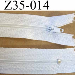 fermeture zip à glissière longueur 35 cm couleur blanc non séparable zip nylon largeur 2.5 cm