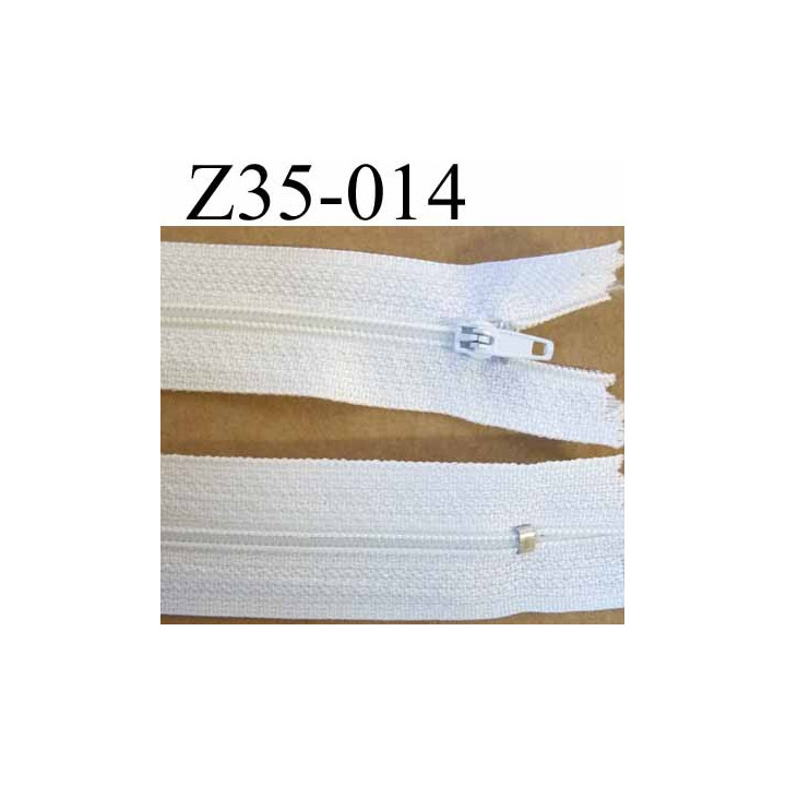 fermeture zip à glissière longueur 35 cm couleur blanc non séparable zip nylon largeur 2.5 cm