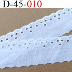 dentelle galon broderie anglaise 100 % coton blanc 45 mn vendu au mètre