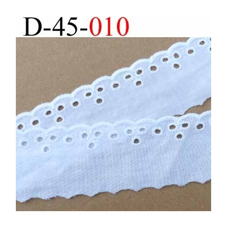 dentelle galon broderie anglaise coton blanc 45 mm vendu au mètre