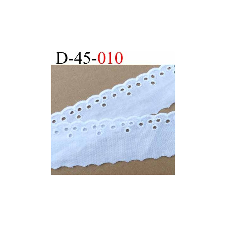 dentelle galon broderie anglaise coton blanc 45 mm vendu au mètre