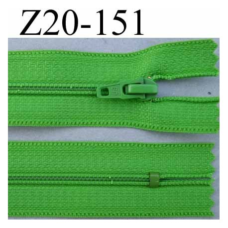 fermeture zip à glissière longueur 20 cm couleur vert non séparable zip nylon largeur 2.5 cm largeur du zip 4 mm