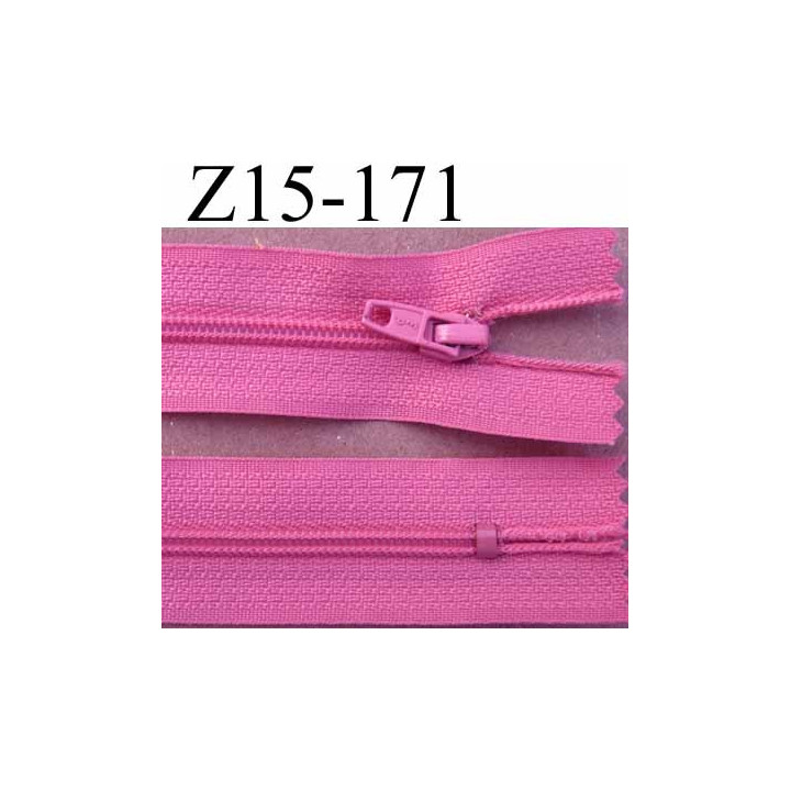 fermeture zip à glissière longueur 15 cm couleur rose violine non séparable zip nylon largeur 2.5 cm largeur du zip 4 mm