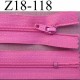 fermeture zip à glissière longueur 18 cm couleur rose violine non séparable largeur 2.5 cm glissière nylon largeur du zip 4 mm