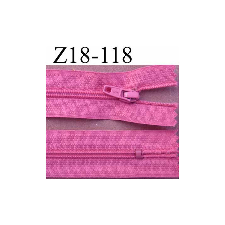 fermeture zip à glissière longueur 18 cm couleur rose violine non séparable largeur 2.5 cm glissière nylon largeur du zip 4 mm