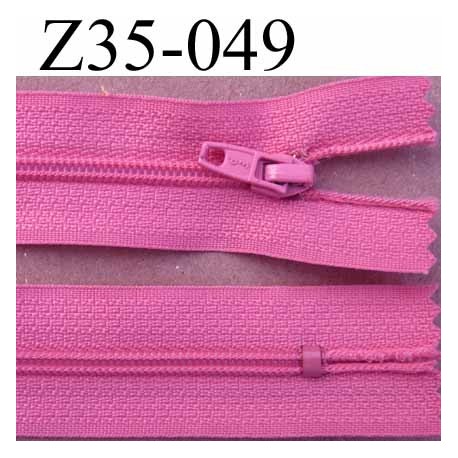 fermeture zip à glissière longueur 35 cm couleur rose violine non séparable largeur 2.5 cm glissière nylon largeur du zip 4 mm