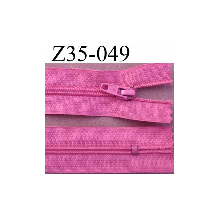 fermeture zip à glissière longueur 35 cm couleur rose violine non séparable largeur 2.5 cm glissière nylon largeur du zip 4 mm