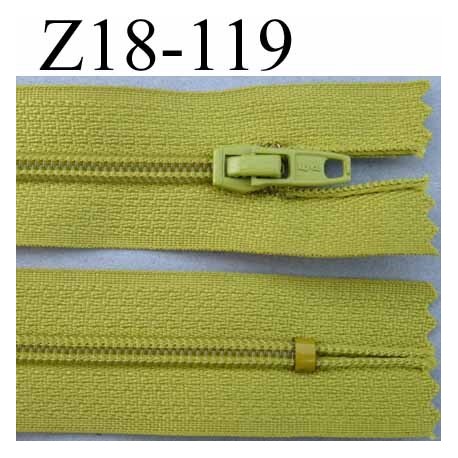 fermeture zip à glissière longueur 18 cm couleur vert non séparable largeur 2.5 cm glissière nylon largeur du zip 4 mm