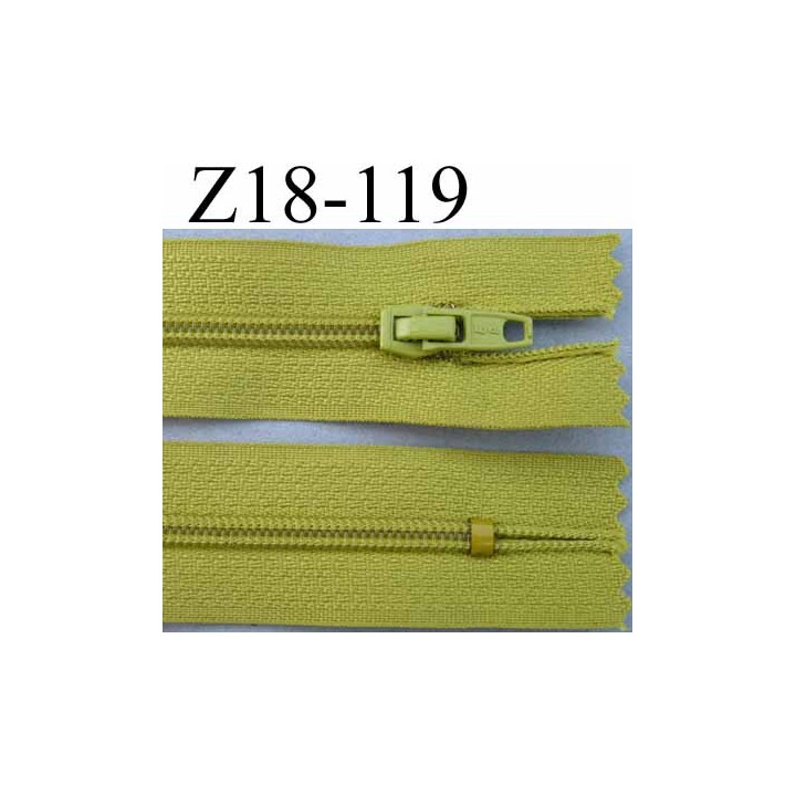 fermeture zip à glissière longueur 18 cm couleur vert non séparable largeur 2.5 cm glissière nylon largeur du zip 4 mm