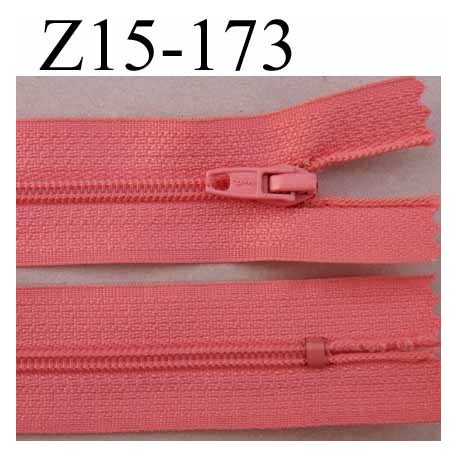 fermeture zip à glissière longueur 15 cm couleur rose saumoné non séparable zip nylon largeur 2.5 cm largeur du zip 4 mm