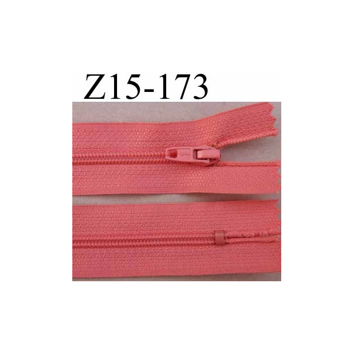 fermeture zip à glissière longueur 15 cm couleur rose saumoné non séparable zip nylon largeur 2.5 cm largeur du zip 4 mm