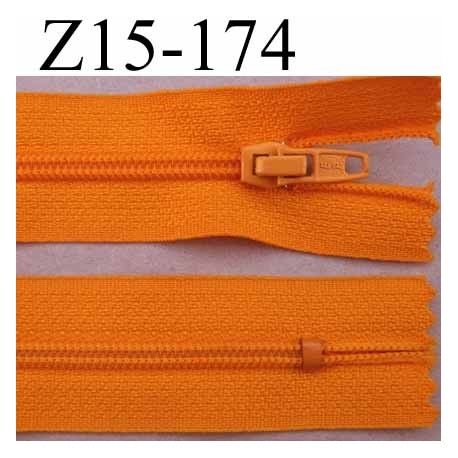 fermeture zip à glissière longueur 15 cm couleur orange non séparable zip nylon largeur 2.5 cm largeur du zip 4 mm