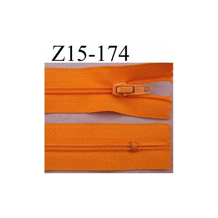 fermeture zip à glissière longueur 15 cm couleur orange non séparable zip nylon largeur 2.5 cm largeur du zip 4 mm