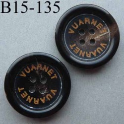 bouton 15 mm haut de gamme siglé VUARNET couleur marron trés foncé dégradé 4 trous 