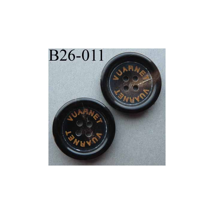 bouton 26 mm haut de gamme siglé VUARNET couleur marron trés foncé dégradé 4 trous 