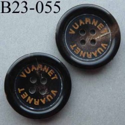 bouton 23 mm haut de gamme siglé VUARNET couleur marron trés foncé dégradé 4 trous 