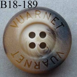 bouton 18 mm haut de gamme siglé VUARNET couleur beige marbré 4 trous 