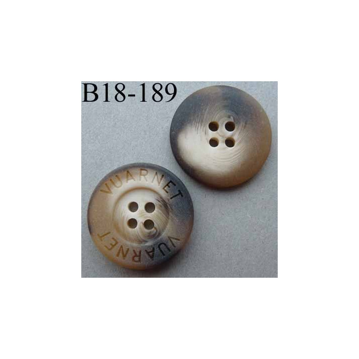 bouton 18 mm haut de gamme siglé VUARNET couleur beige marbré 4 trous 