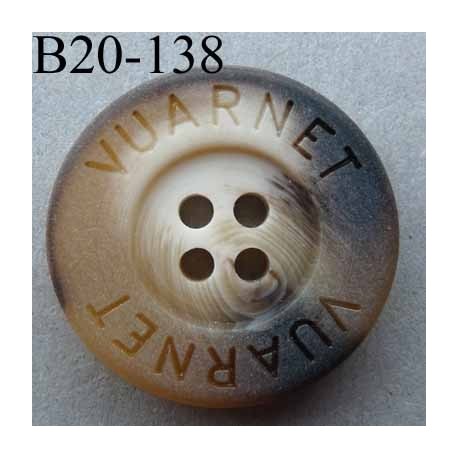 bouton 20 mm haut de gamme siglé VUARNET couleur beige marbré 4 trous 