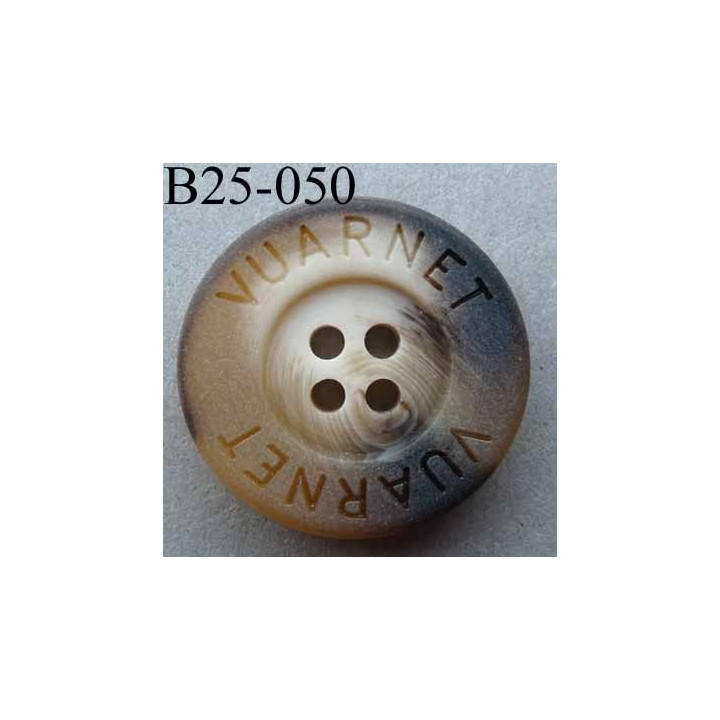 bouton 25 mm haut de gamme siglé VUARNET couleur beige marbré 4 trous 