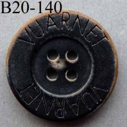 bouton 20 mm haut de gamme siglé VUARNET couleur noir imitation vieux bouton usé 4 trous 