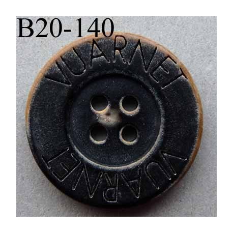bouton 20 mm haut de gamme siglé VUARNET couleur noir imitation vieux bouton usé 4 trous 