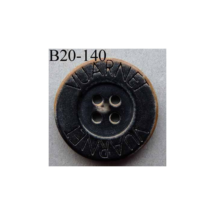 bouton 20 mm haut de gamme siglé VUARNET couleur noir imitation vieux bouton usé 4 trous 