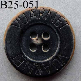 bouton 25 mm haut de gamme siglé VUARNET couleur noir imitation vieux bouton usé 4 trous 