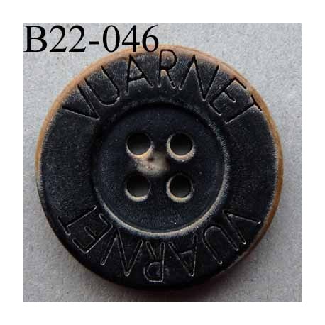 bouton 22 mm haut de gamme siglé VUARNET couleur noir imitation vieux bouton usé 4 trous 