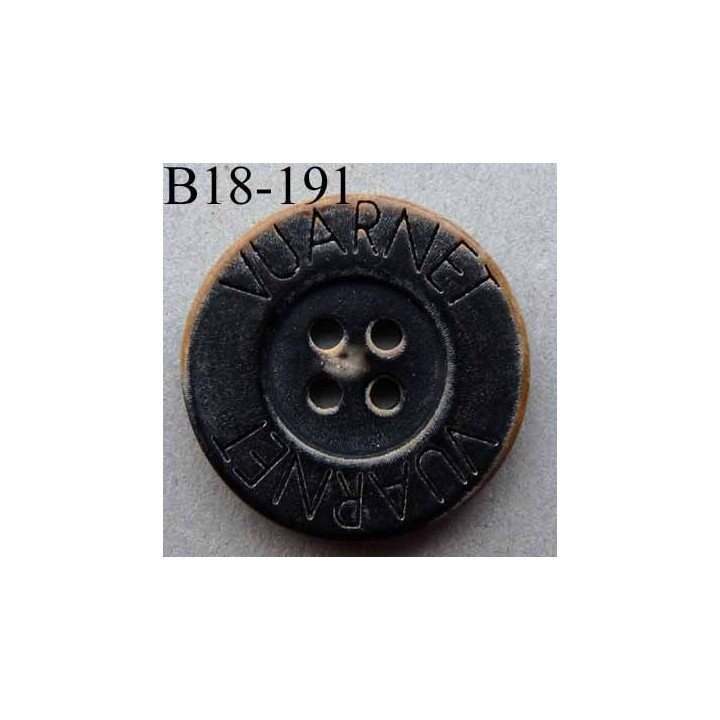 bouton 18 mm haut de gamme siglé VUARNET couleur noir imitation vieux bouton usé 4 trous 