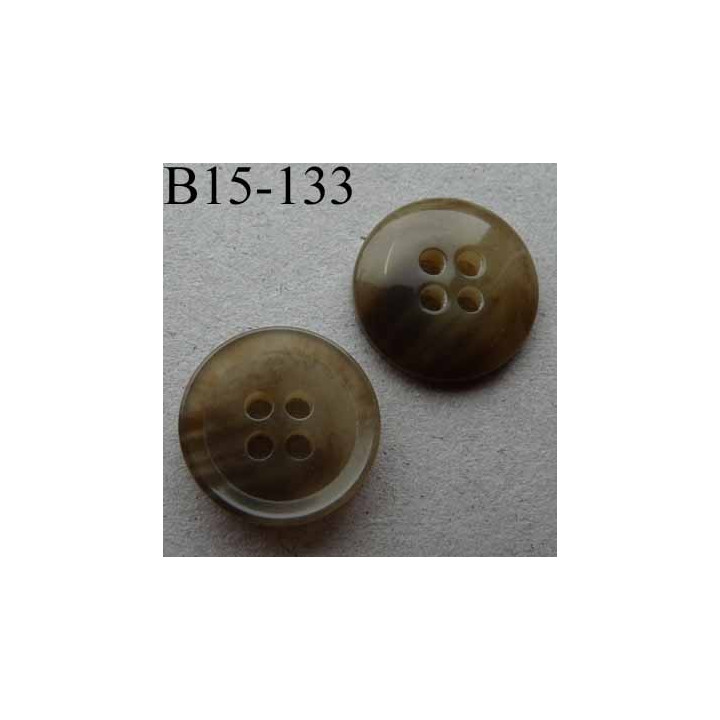 bouton 15 mm haut de gamme couleur beige gris marbré 4 trous 