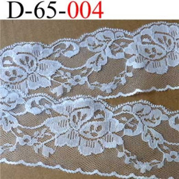 dentelle synthétique motif fleur couleur blanc largeur 65 mm prix au mètre