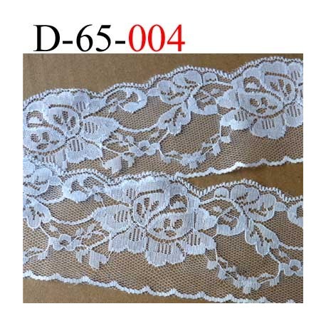 dentelle synthétique motif fleur couleur blanc largeur 65 mm prix au mètre