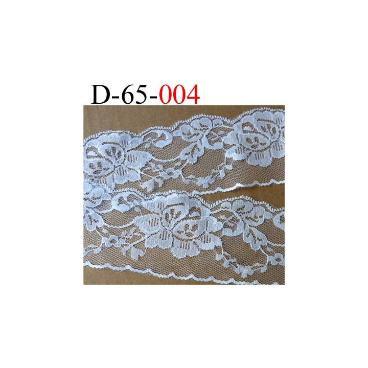 dentelle synthétique motif fleur couleur blanc largeur 65 mm prix au mètre