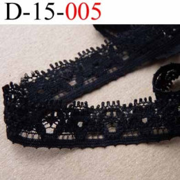 dentelle synthétique lycra  extensible couleur noir largeur 15 mm vendu au mètre
