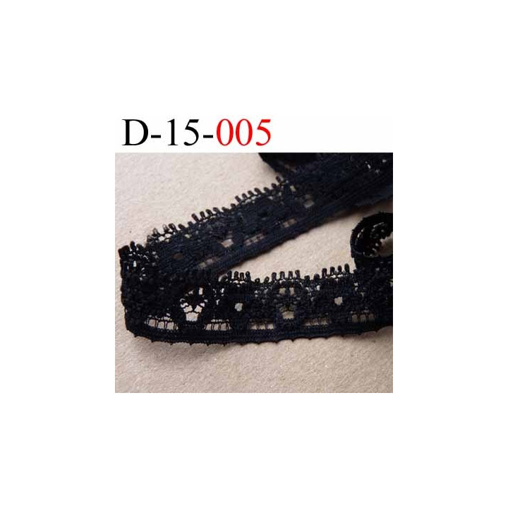 dentelle synthétique lycra  extensible couleur noir largeur 15 mm vendu au mètre