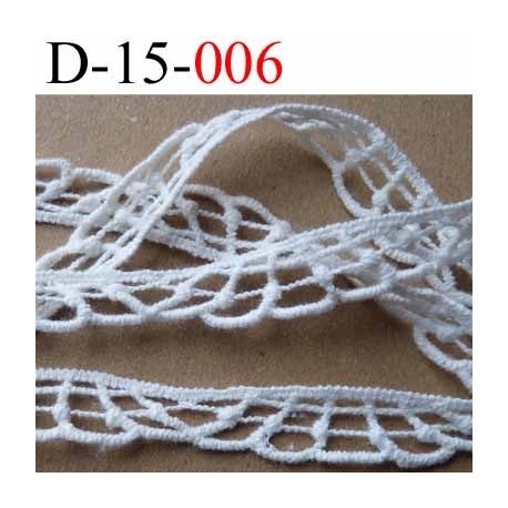 dentelle crochet coton couleur blanc largeur 15 mm vendu au mètre